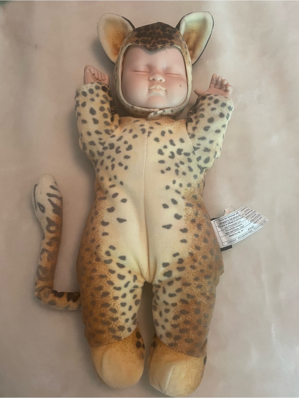 Leopard Print Baby One-Piece Romper - Cream and Brown